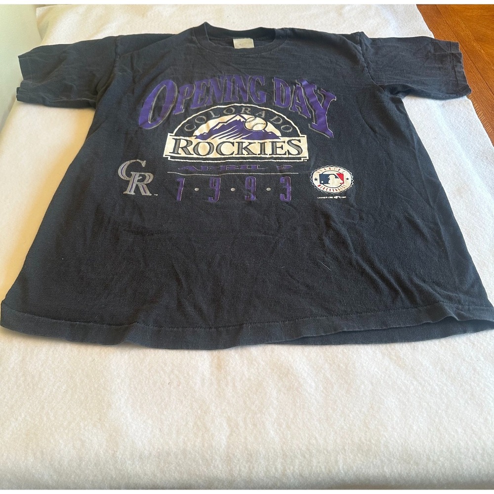 Vintage 90s Colorado Rockies Opening Day 1993 Shirt Mens L Black MLB Stitch